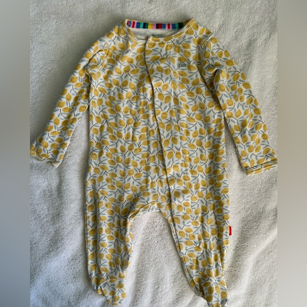 Magnetic Me Yellow Leaf Print Kids Footie